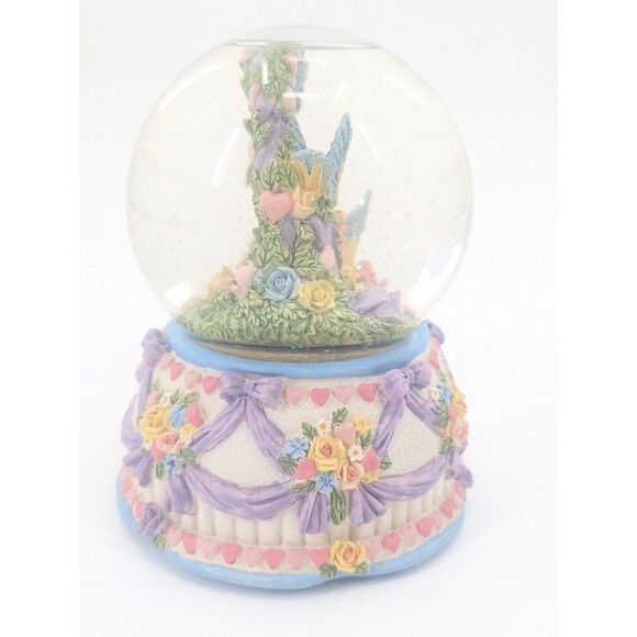 Love Makes The World Go Round Love Birds Flowers Musical Glitter Snow Globe - Picture 3 of 8